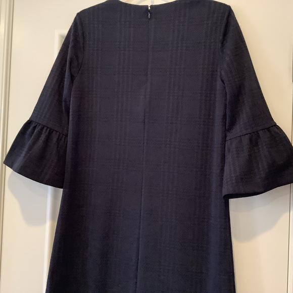 Banana Republic Blue and Black Plaid Dress Size Small 3/4 Bell Sleeves - Picture 5 of 12